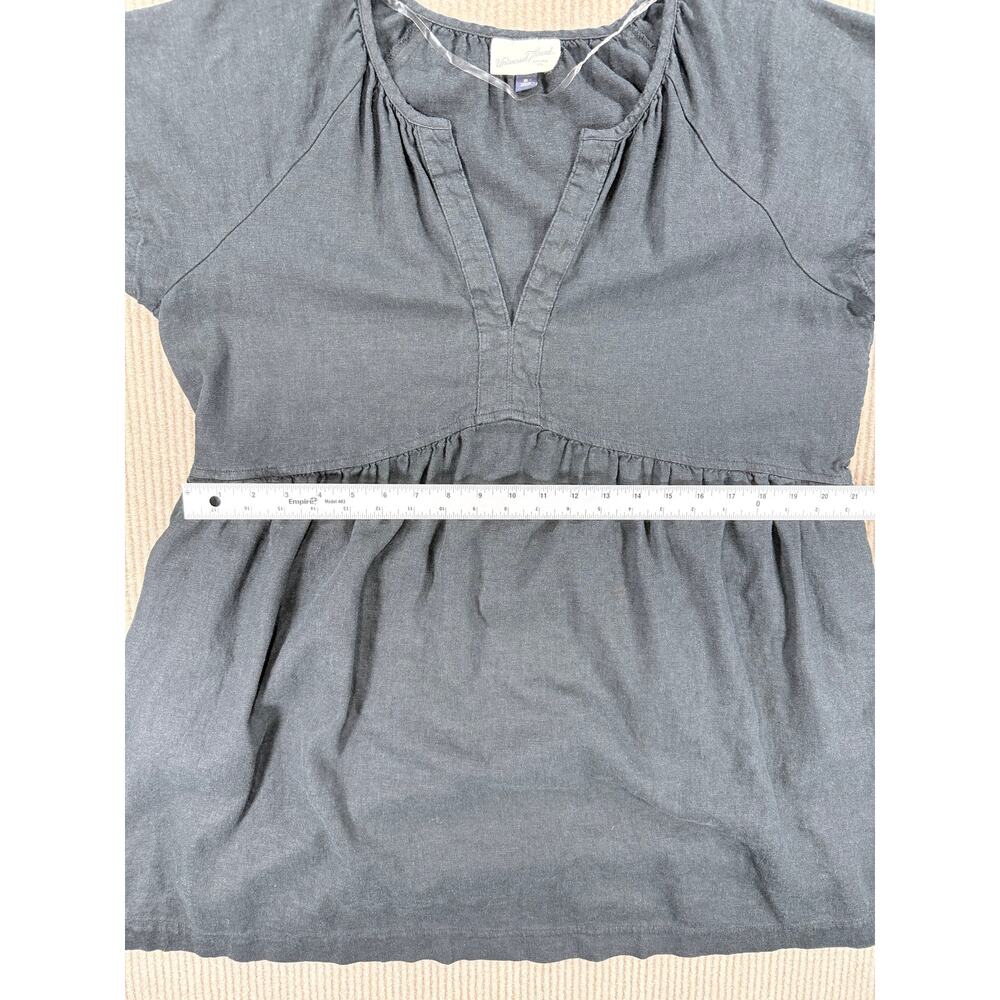 Universal Thread Black Linen Blend Split Neck Babydoll Tunic Blouse XL - Picture 8 of 9
